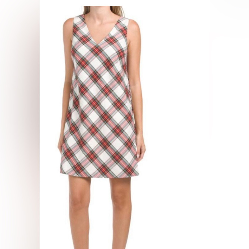 TRINA TURK multi Brynne Plaid Mini Dress, worn one time. Like new, side split.14